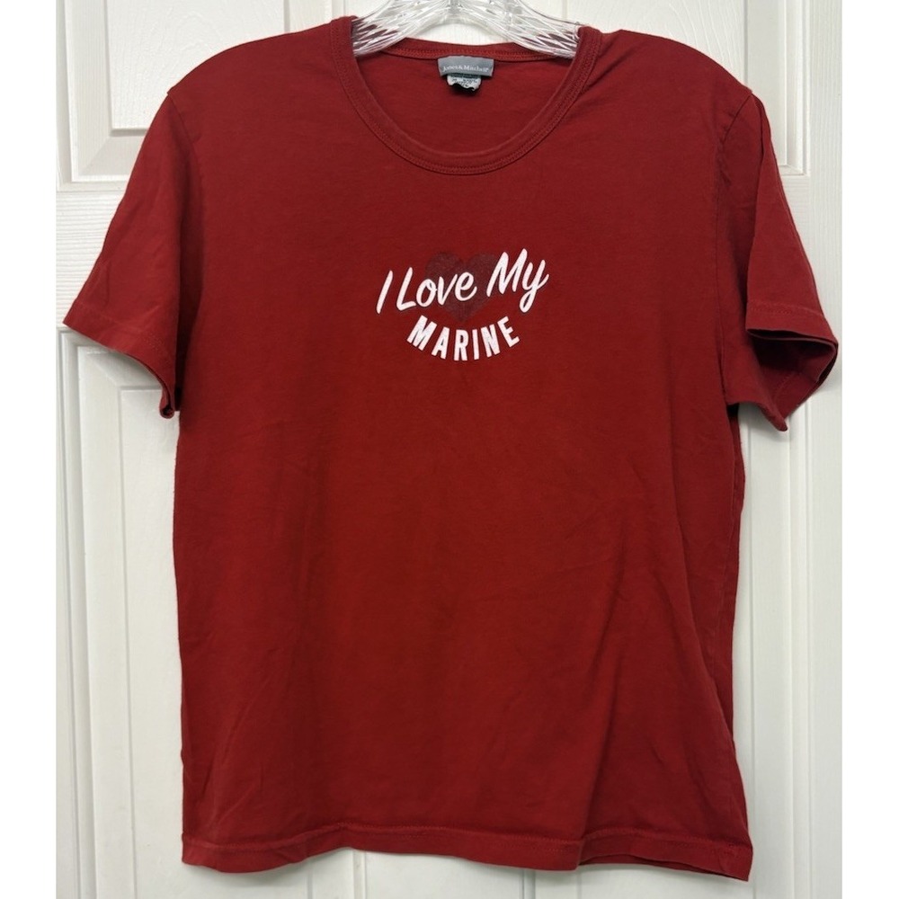 Jones & Mitchell XL Red I Love My Marine Graphic Tee Military wife - Mom-fiancé